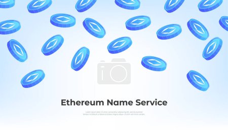 Photo for Ethereum Name Service (ENS) coin falling from the sky. ENS cryptocurrency concept banner background. - Royalty Free Image