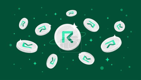 Photo for Request (REQ) coins falling from the sky. REQ cryptocurrency concept banner background. - Royalty Free Image