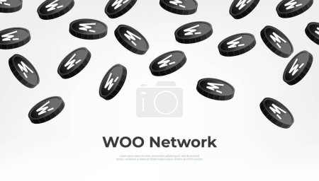 WOO Network (WOO) coin falling from the sky. WOO cryptocurrency concept banner background.