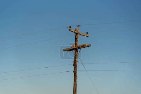 Photo for Rural electrificatioRural landscape bordering Brazil and Uruguayn wires. - Royalty Free Image
