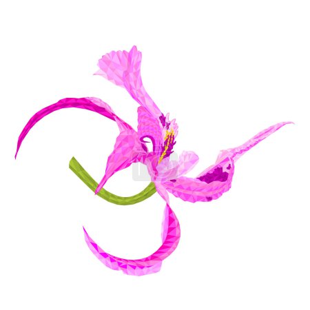 Téléchargez les illustrations : Purple orchids Dendrobium nobile spotted  purple  and white   tropical flower polygonal  on a white background  watercolor vintage vector illustration  editable hand draw - en licence libre de droit