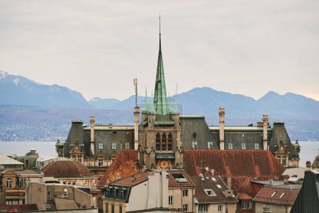 Photo for Roof top view of Lausanne city, canton of vaud, Switzerland - Royalty Free Image