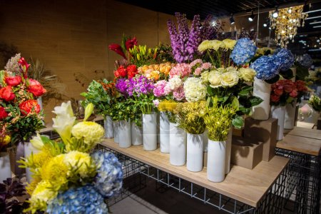 Photo for Floristic shop. Beautiful flower shop with many flowers and plants - Royalty Free Image