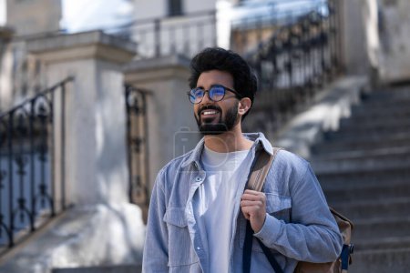 Photo for Hindu man. Bearded hindu man looking happy and excited - Royalty Free Image