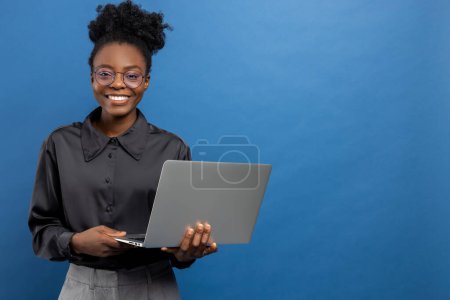 African american business woman with laptop