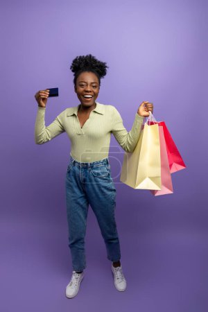 Photo for After shopping. Pretty young woman with feeling excited after shopping - Royalty Free Image