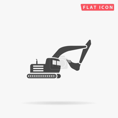 Illustration for Excavator flat vector icon. Hand drawn style design illustrations. - Royalty Free Image