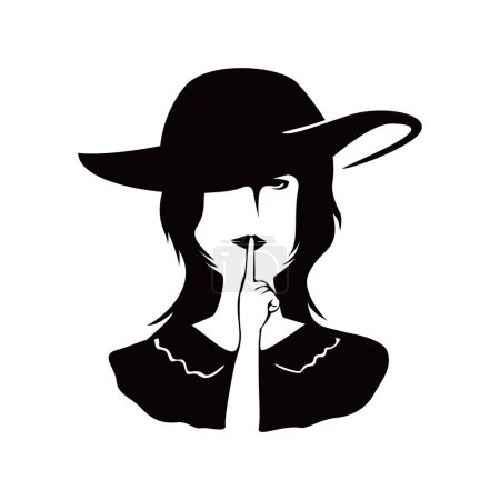 Illustration for Silence icon design. woman with one finger in her lips sign and symbol. - Royalty Free Image