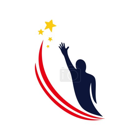 Ilustración de Plantilla de logotipo estrella de alcance. signo y símbolo del sueño humano. - Imagen libre de derechos