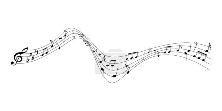Illustration for Music note vector illustration. music sign and symbol. - Royalty Free Image