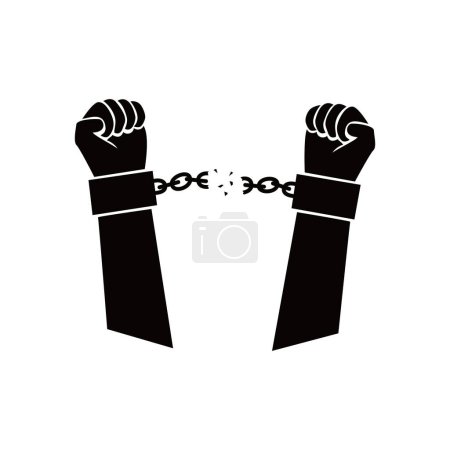 Téléchargez les illustrations : Illustration de conception de silhouette de chaîne de rupture de main. signe et symbole de liberté. - en licence libre de droit