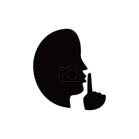 Illustration for Silence silhouette. quite finger gesture sign and symbol. - Royalty Free Image