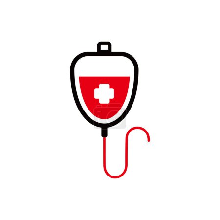 Ilustración de Sangre bolsa vector icono, IV bolsa signo y símbolo. - Imagen libre de derechos