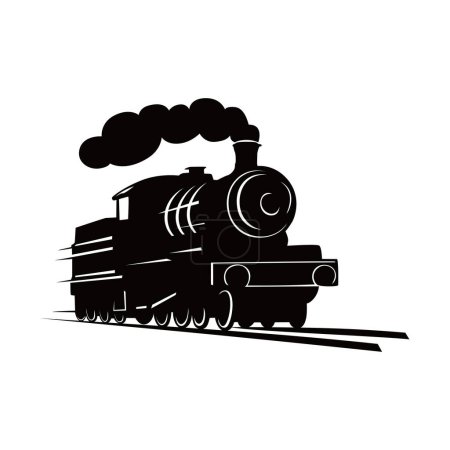 Téléchargez les illustrations : Silhouette de train design. signe et symbole du véhicule rétro. - en licence libre de droit
