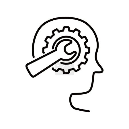 Illustration for Human head with gear icon design. innovation analysis process concept. - Royalty Free Image