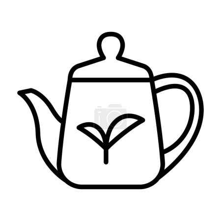 Téléchargez les illustrations : Icône de pot de thé dans le style de ligne mince Illustration vectorielle design graphique - en licence libre de droit