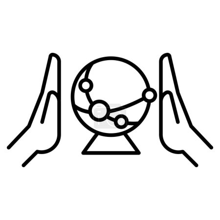 Kristallkugel-Symbol im Dünnstrich-Stil Vektor-Illustration Grafik-Design
