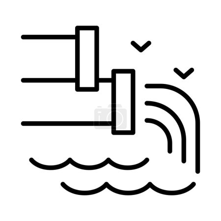 Water pollution, sewer pipe icon in thin line style Vector illustration graphic design