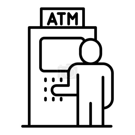 Icono de ATM en estilo de línea delgada Diseño gráfico de ilustración vectorial