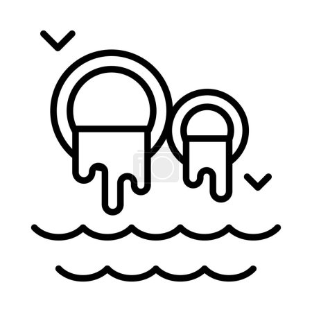 Water pollution icon in thin line style Vector illustration graphic design