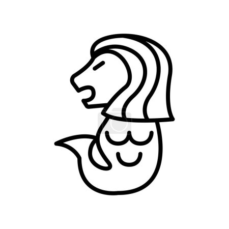 Merlion icon in thin line style Vector illustration graphic design