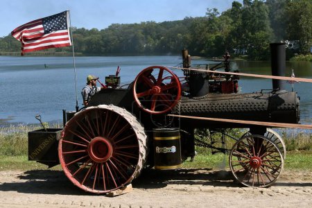 Photo for ROLLAG, MINNESOTA, Sept 4. 2022: The Advance Rumely restored  steam engine is displayed at the West Central Steam Threshers Reunion in Rollag, MN attended by thousands held annually each September on Labor Day weekend. - Royalty Free Image