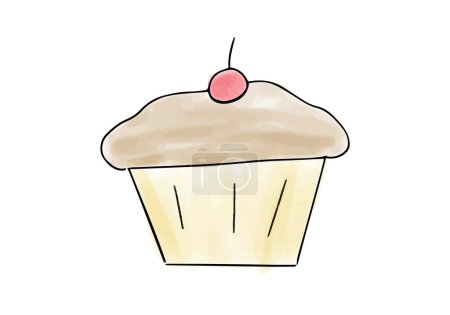 Illustration for Muffin watercolor doodle element, vector illustration. - Royalty Free Image