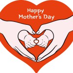 Vector illustration of adult and baby hand making heart gesture or shape, Mothers day, Fathers day