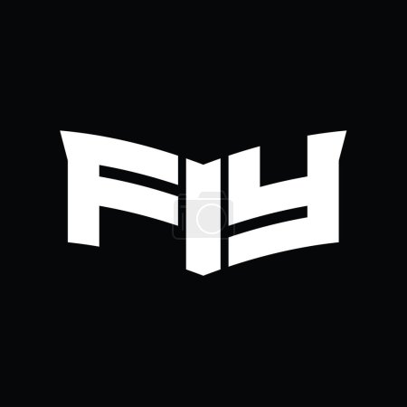 Foto de Monograma FY Logo con escudo en forma de rebanada plantilla de diseño de fondo negro - Imagen libre de derechos