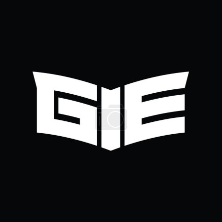 Téléchargez les photos : Monogramme GE Logo avec forme de tranche de bouclier modèle de conception de fond noir - en image libre de droit