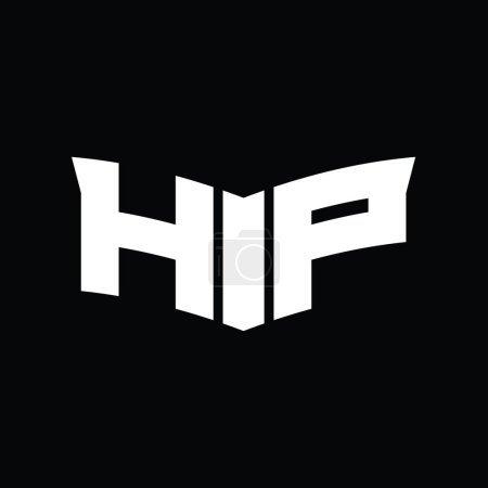Téléchargez les photos : HP Logo monogramme avec forme de tranche de bouclier fond noir modèle de conception - en image libre de droit