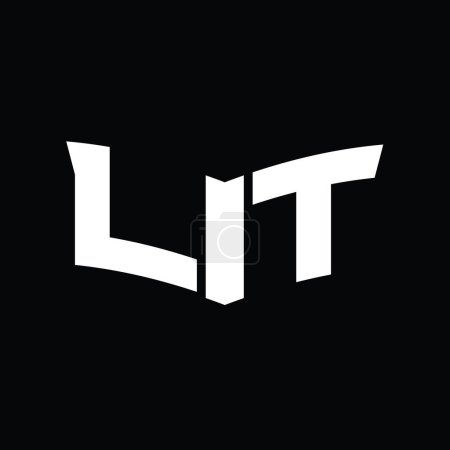Téléchargez les photos : LT Logo monogramme avec forme de tranche de bouclier fond noir modèle de conception - en image libre de droit