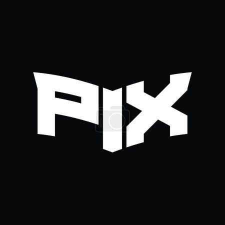 Foto de PX Logo monograma con escudo en forma de rebanada plantilla de diseño de fondo negro - Imagen libre de derechos