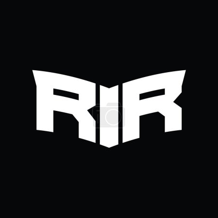 Foto de RR Logo monograma con escudo en forma de rebanada plantilla de diseño de fondo negro - Imagen libre de derechos