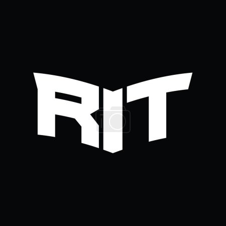 Téléchargez les photos : Monogramme RT Logo avec forme de tranche de bouclier fond noir modèle de conception - en image libre de droit