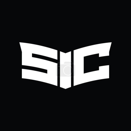 Photo for SC Logo monogram with shield slice shape black background design template - Royalty Free Image