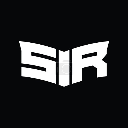 Foto de SR Logo monograma con escudo en forma de rebanada plantilla de diseño de fondo negro - Imagen libre de derechos