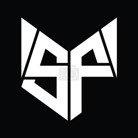 Téléchargez les photos : SF Logo monogram with hexagon slice shape design template - en image libre de droit