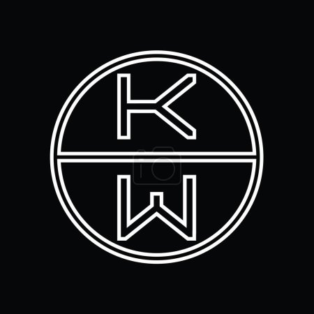 Foto de WK Logo monogram abstract inside circle stripe vector images design template - Imagen libre de derechos