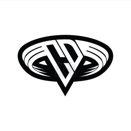 CD Logo monogramme lettre avec triangle forme tranche isolée contour modèle de conception