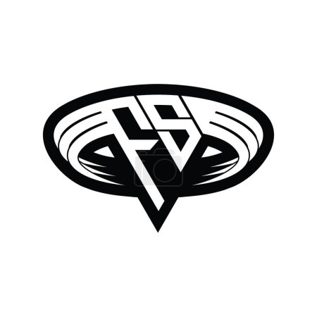 Téléchargez les photos : FS Logo lettre monogramme avec triangle forme tranche isolée contour modèle de conception - en image libre de droit