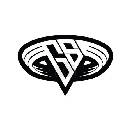Téléchargez les photos : GS Logo lettre monogramme avec triangle forme tranche isolée contour modèle de conception - en image libre de droit