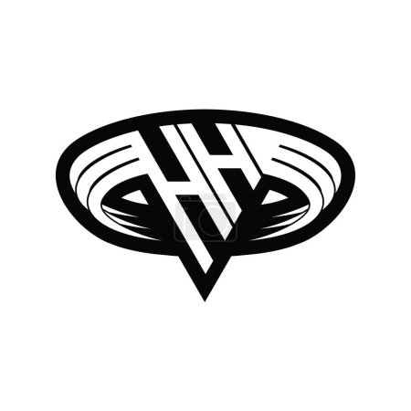 Téléchargez les photos : HH Logo lettre monogramme avec triangle forme tranche isolée contour modèle de conception - en image libre de droit