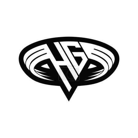 Téléchargez les photos : HG Logo lettre monogramme avec triangle forme tranche isolée contour modèle de conception - en image libre de droit