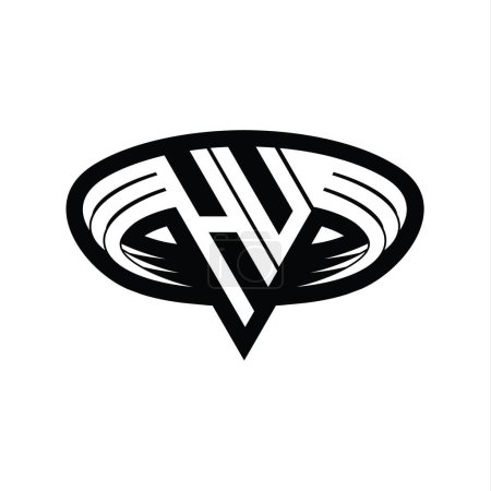 Téléchargez les photos : HU Logo lettre monogramme avec triangle forme tranche isolée contour modèle de conception - en image libre de droit