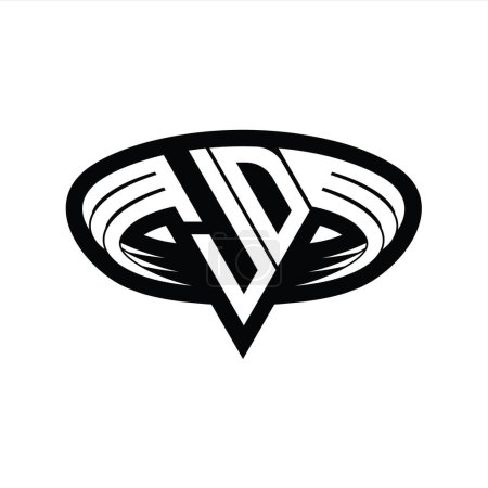 Foto de JD Logo carta monograma con forma de triángulo rebanada plantilla de diseño de contorno aislado - Imagen libre de derechos