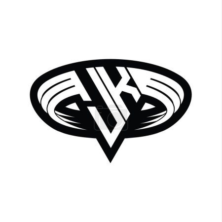 JK Logo monogram letter with triangle shape slice isolated outline design template