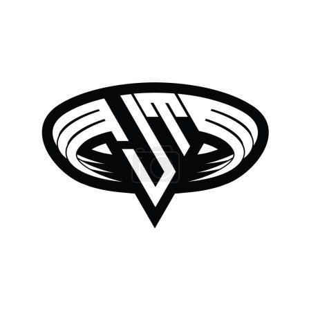 Téléchargez les photos : JT Logo lettre monogramme avec triangle forme tranche isolée contour modèle de conception - en image libre de droit
