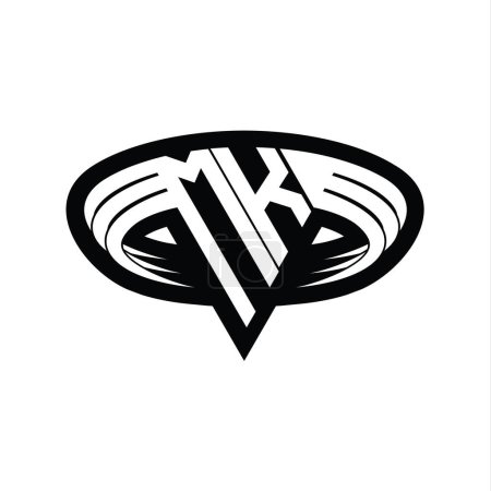 Téléchargez les photos : MK Logo lettre monogramme avec triangle forme tranche isolée contour modèle de conception - en image libre de droit