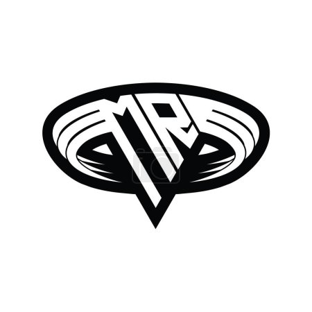Téléchargez les photos : MR Logo lettre monogramme avec triangle forme tranche isolée contour modèle de conception - en image libre de droit